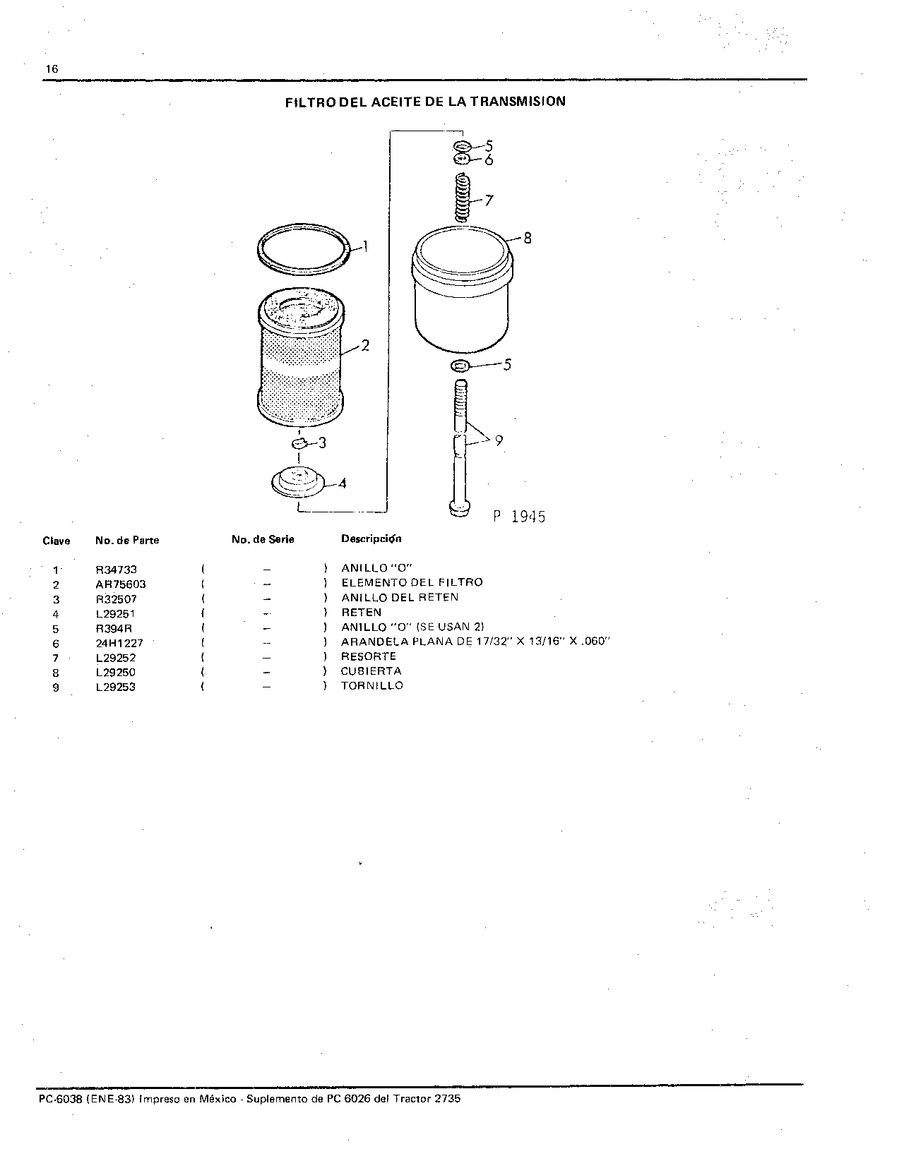 Filtro de Aceite de la Transmision