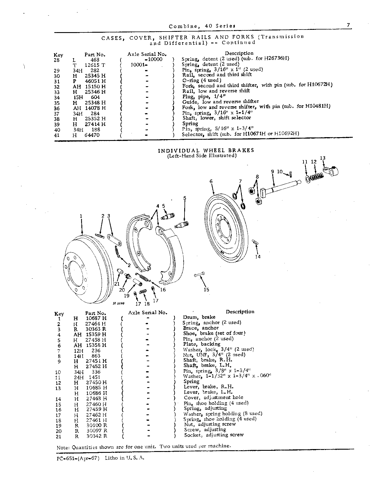 Main Wheel, Axle Support, Brakes, Transmission, and Clutch (Continued)