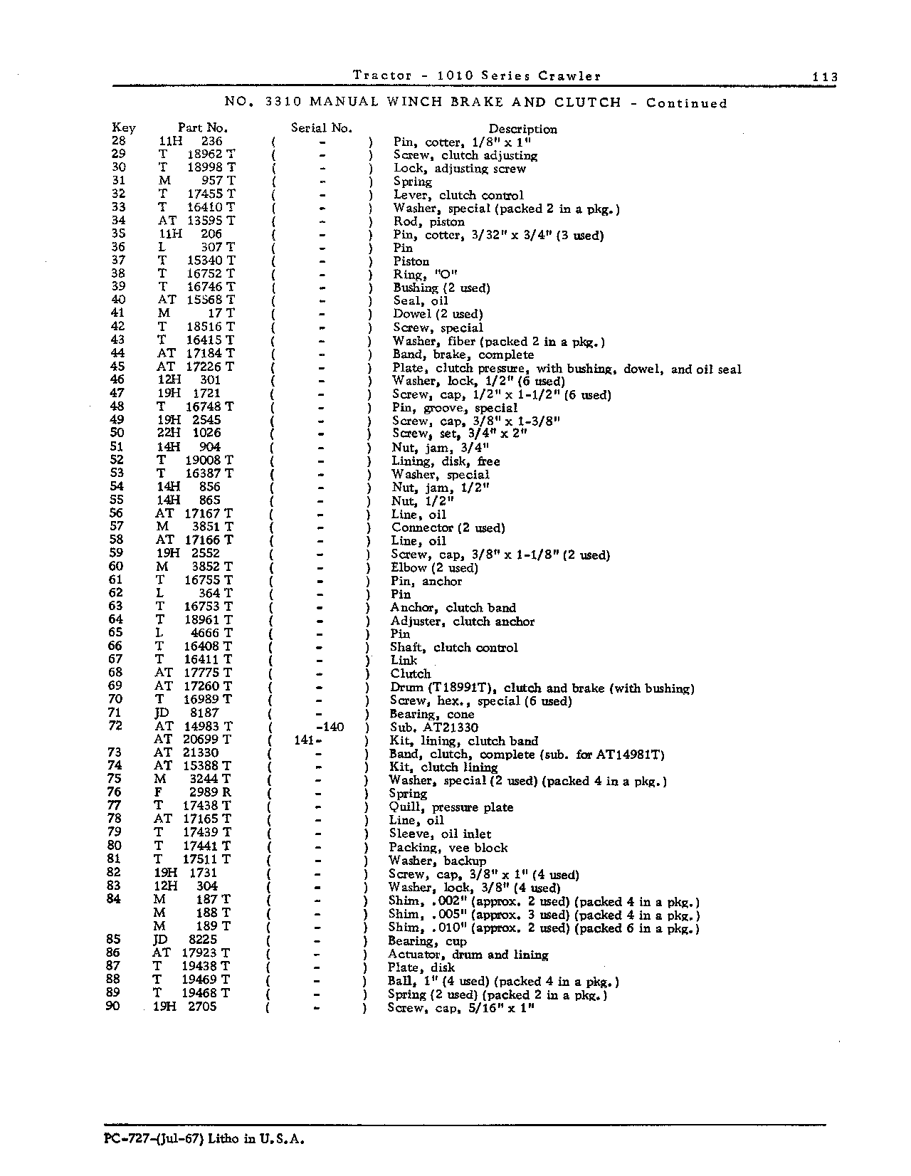 Brake rod, winch (Continued)