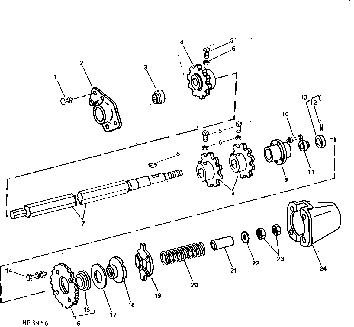 Feeder House Upper Shaft and Sprockets (Regular Variable Drive) (551901 - )