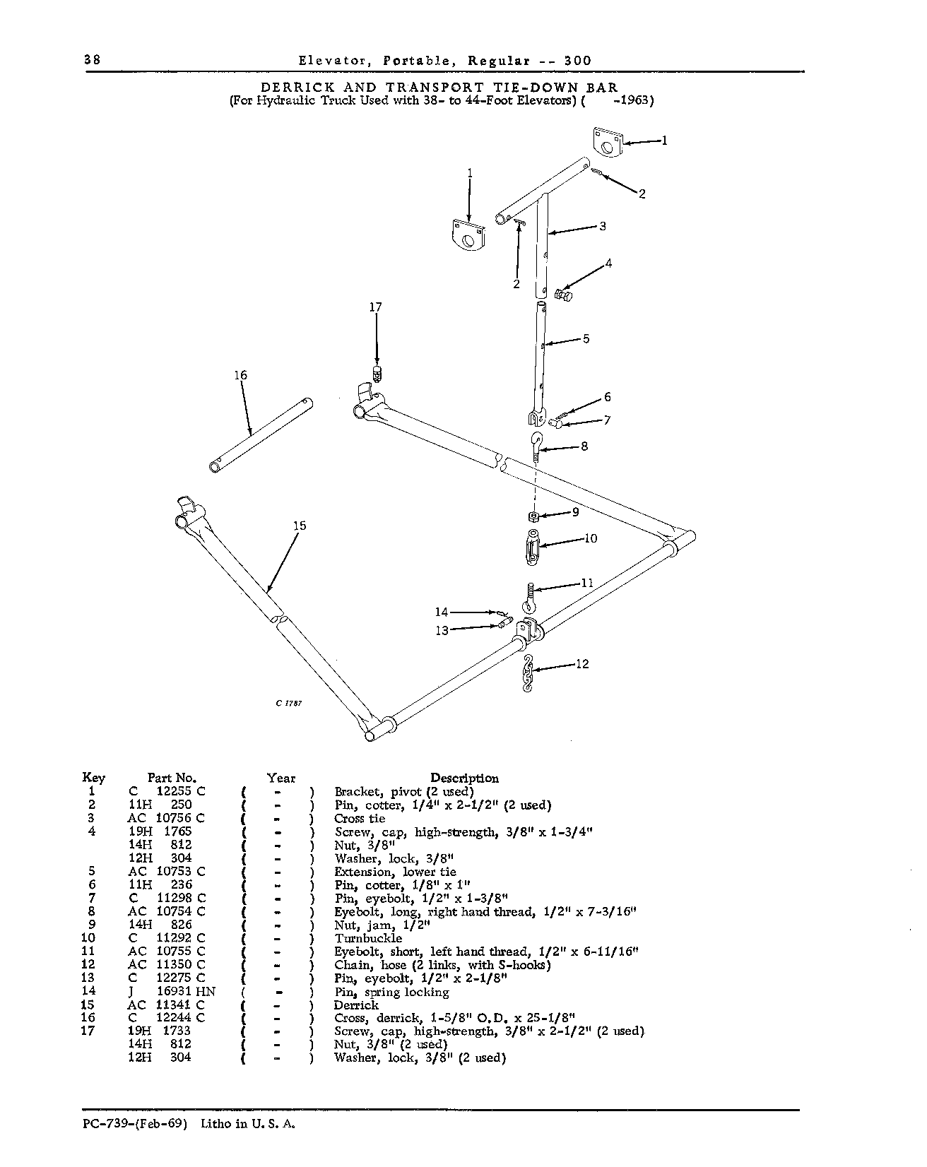 DERRICKS: For Hydraulic Truck used with 38- to 44-Foot Elevators ( -1963)