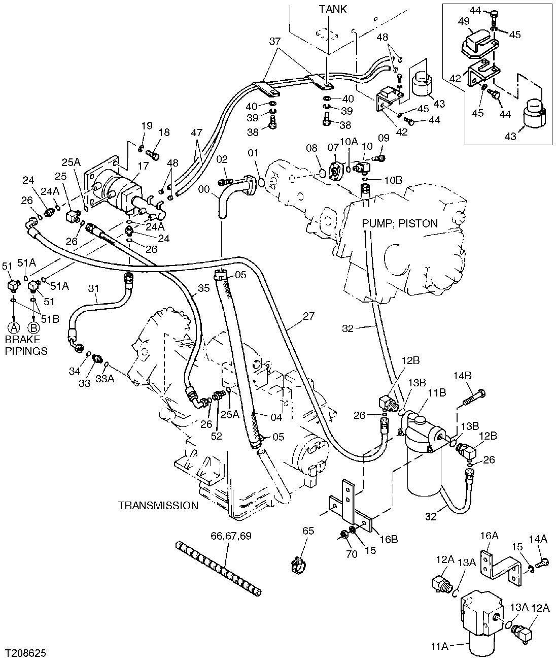 POWERSHIFT TRANSMISSION OIL LINES, FILTER AND BRAKE SYSTEM