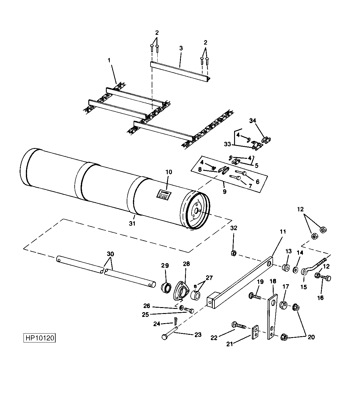 Feeder Conveyor Idler Shaft, Drum And Chain, Sidehill