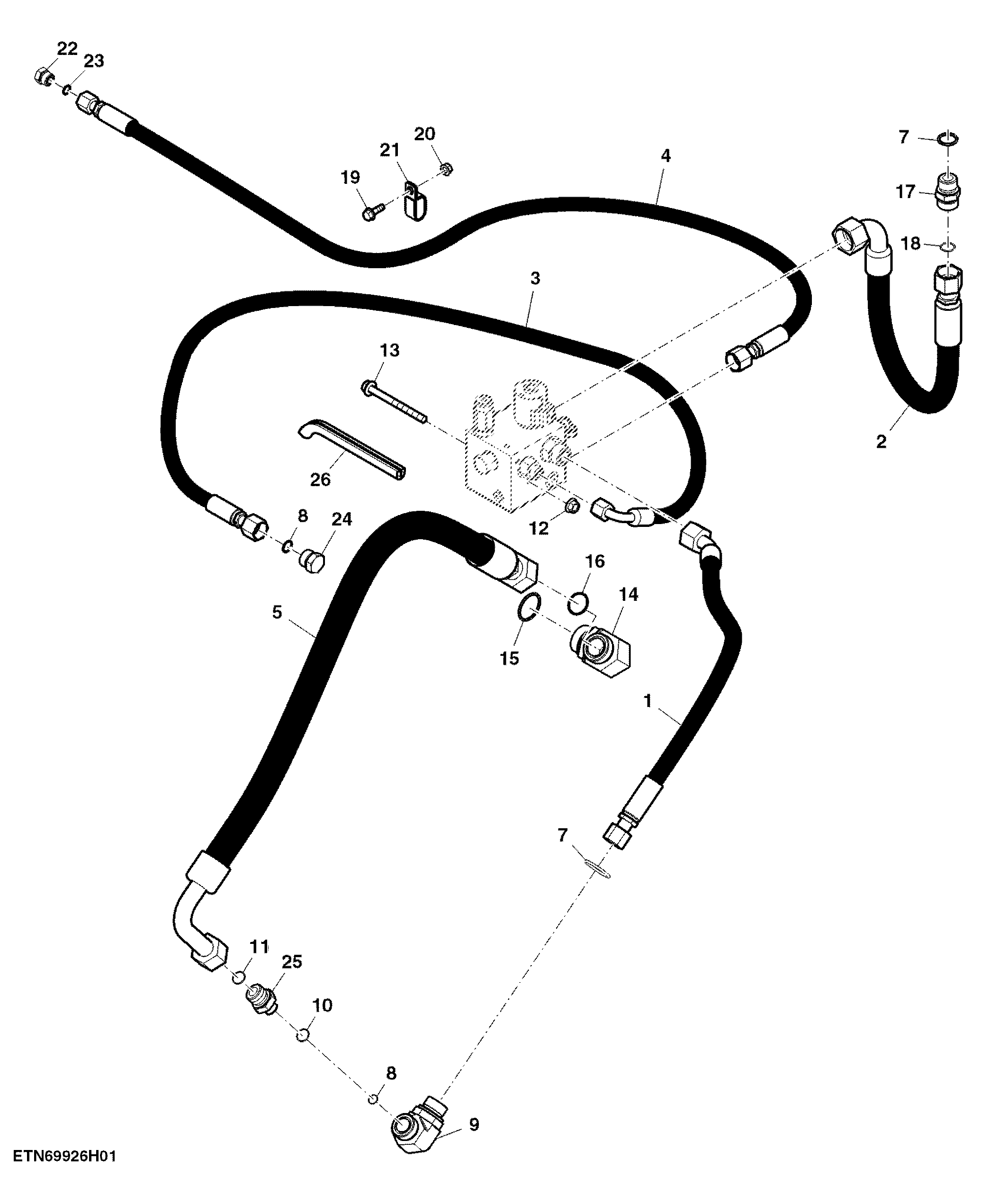 Straw Spreader Hoses, Single Open Center Hydraulics