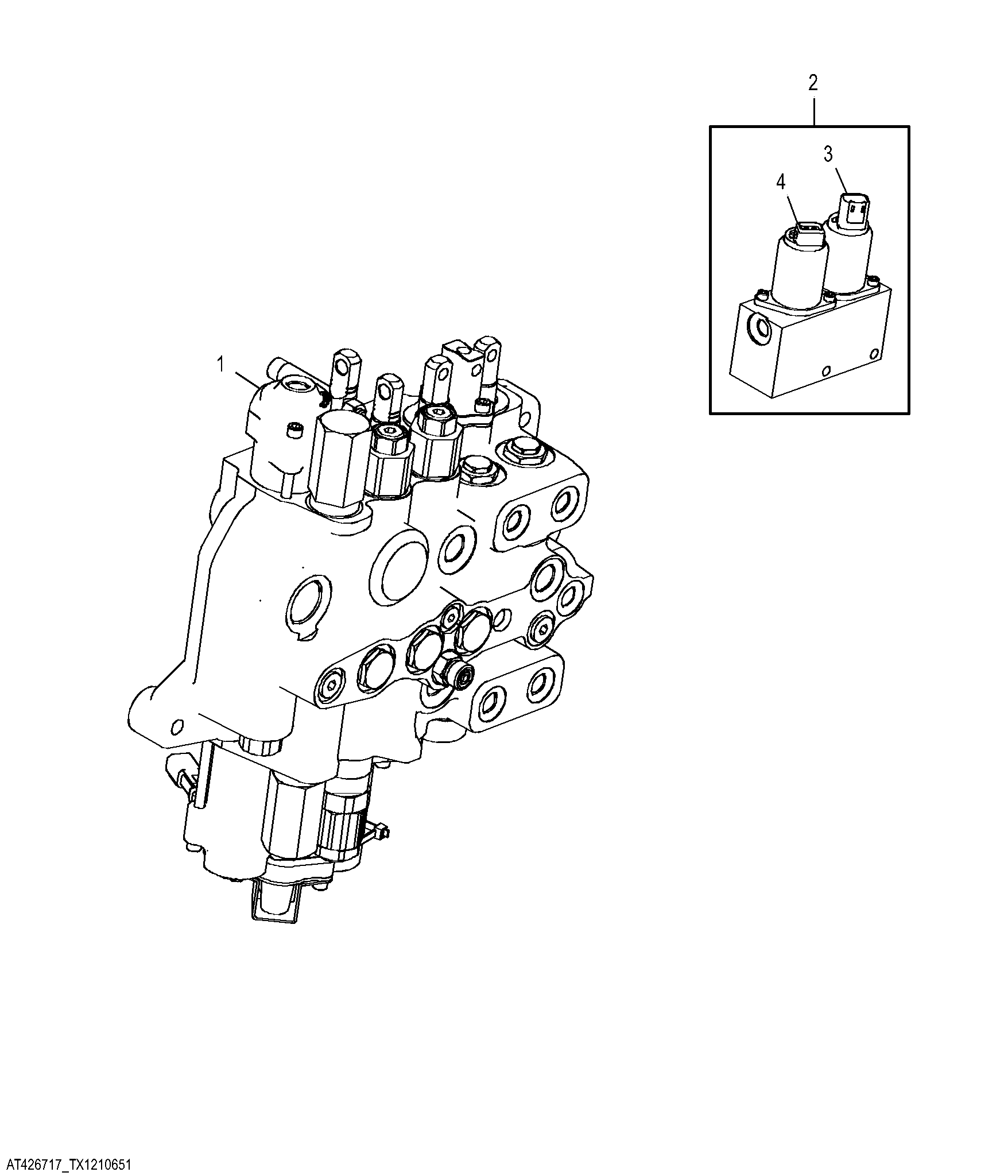 Loader and Stabilizer Valve, Five Function with Electrohydraulic Auxiliary (Use For AT426717)