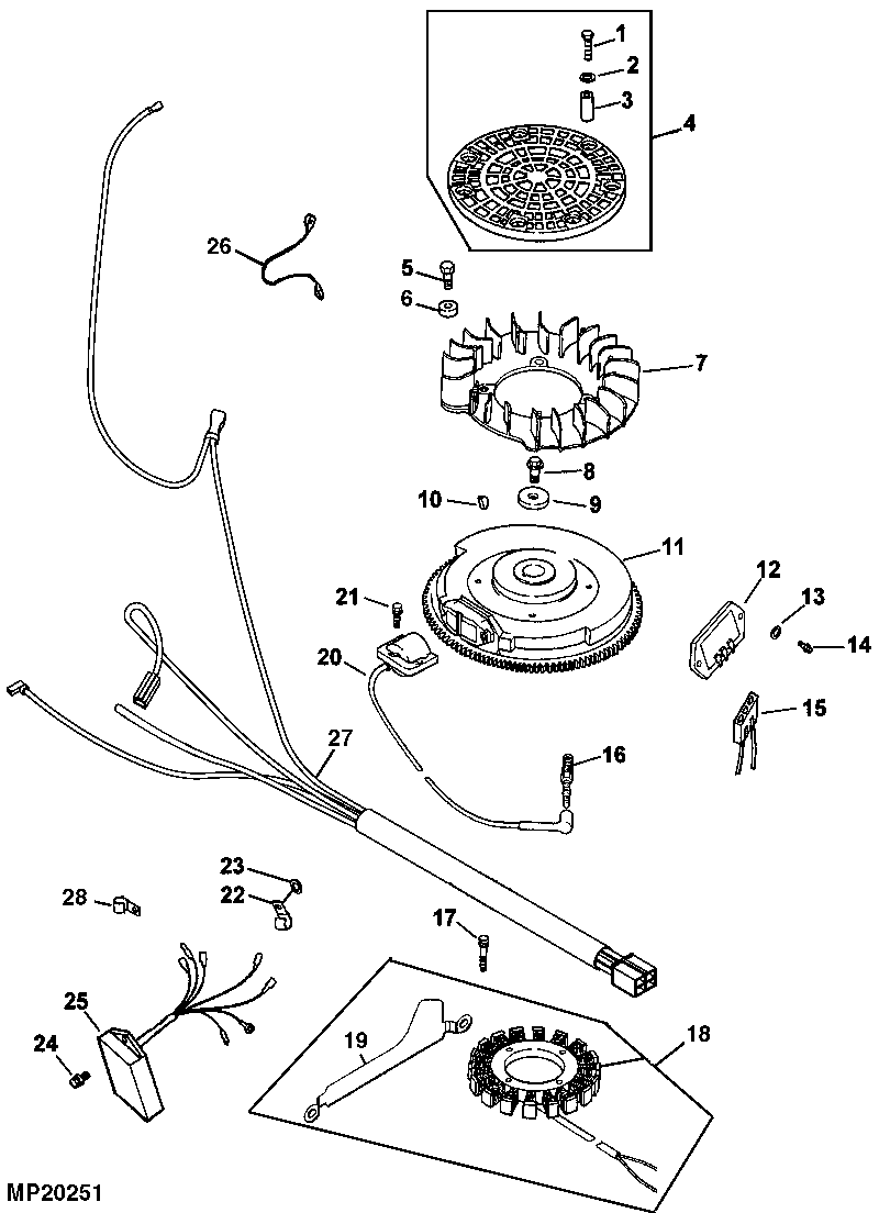 Flywheel, Screen and Engine Electrical Parts