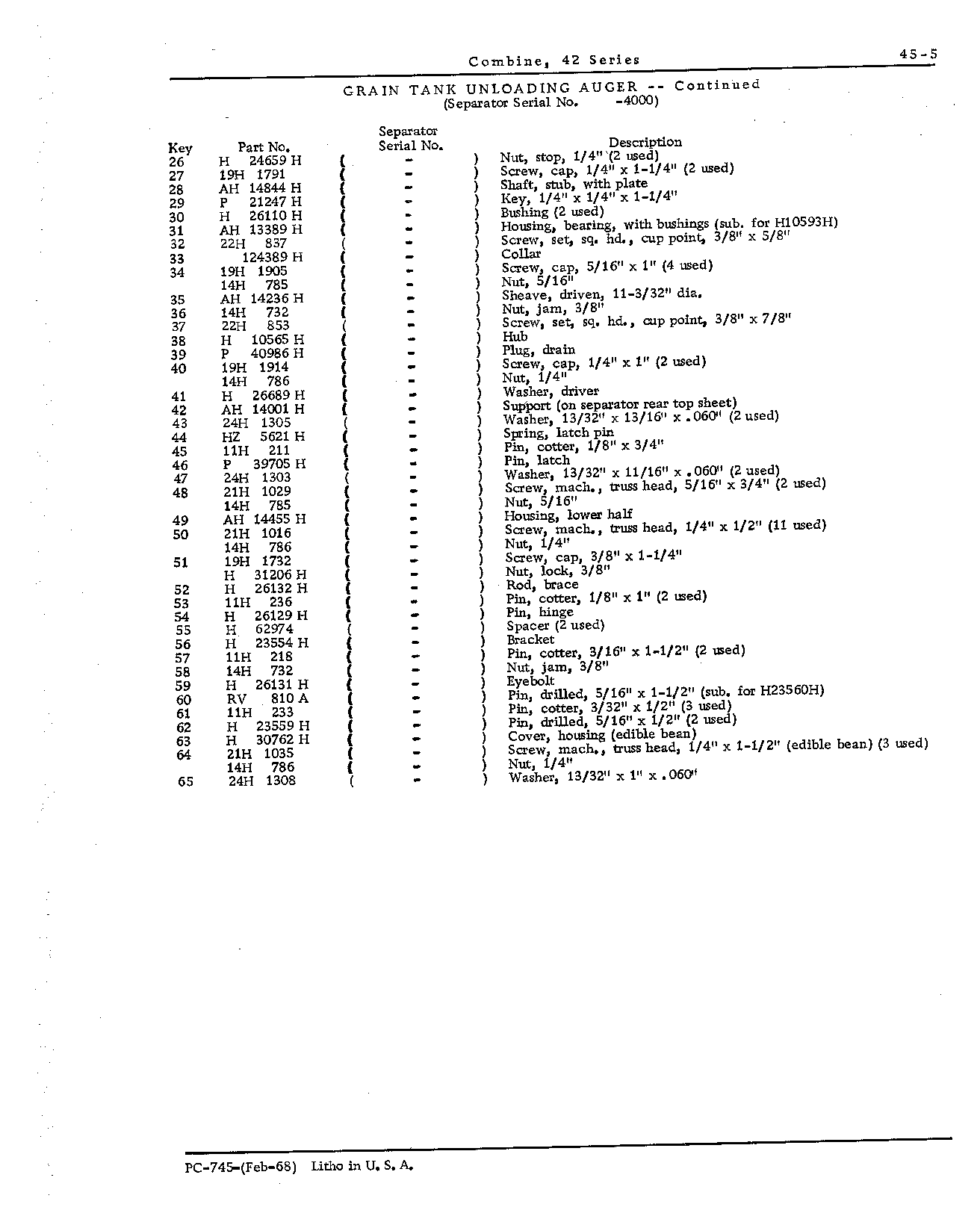 Auger: Grain tank hinged unloading (Continued)
