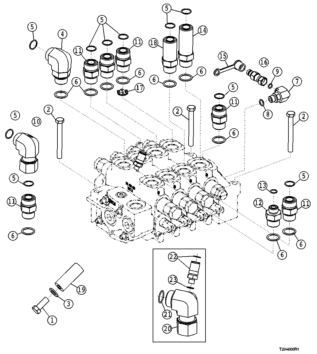 GRAPPLE CONTROL VALVE FITTINGS (MANUAL) (DF) (597000 - )