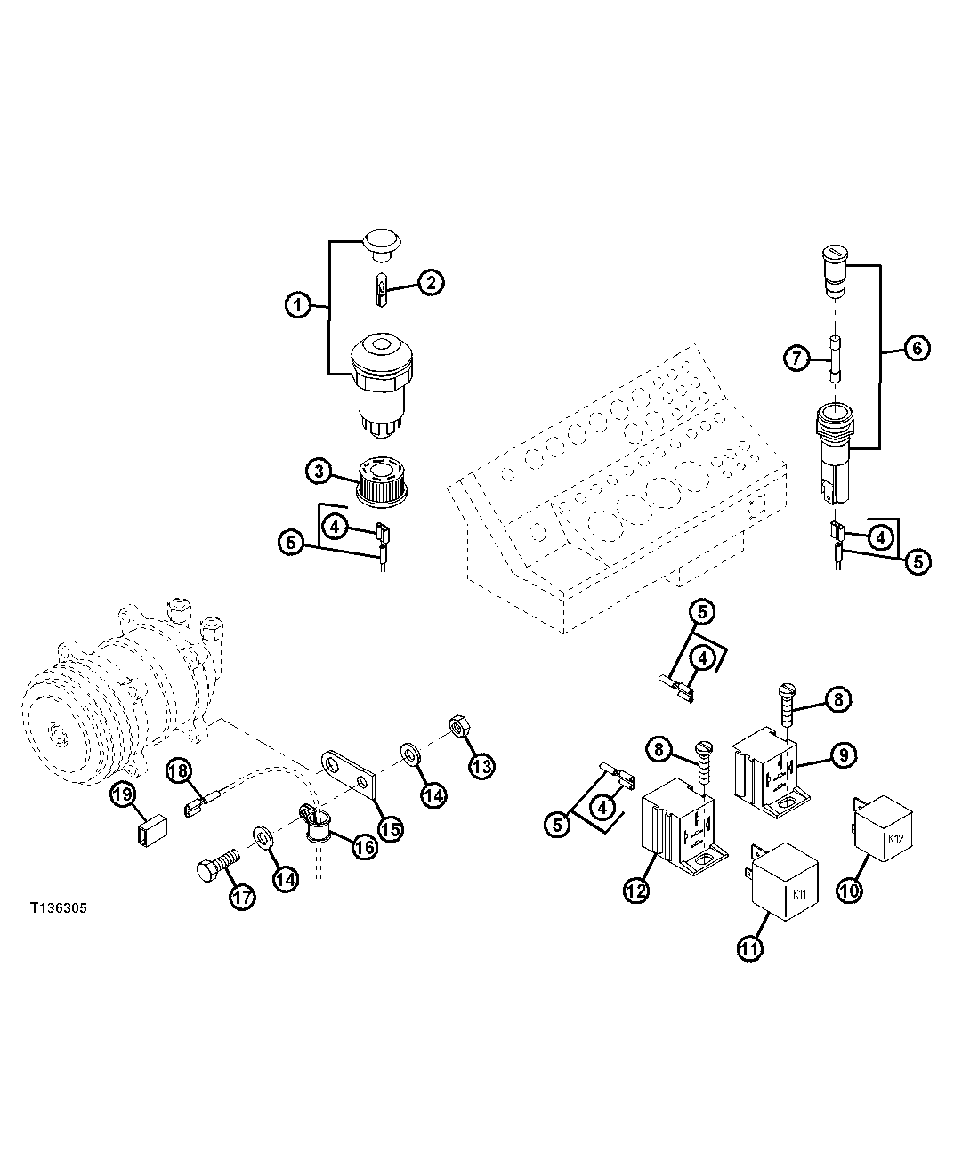 AIR CONDITIONING RELAYS, SWITCH, AND FUSE HOLDER