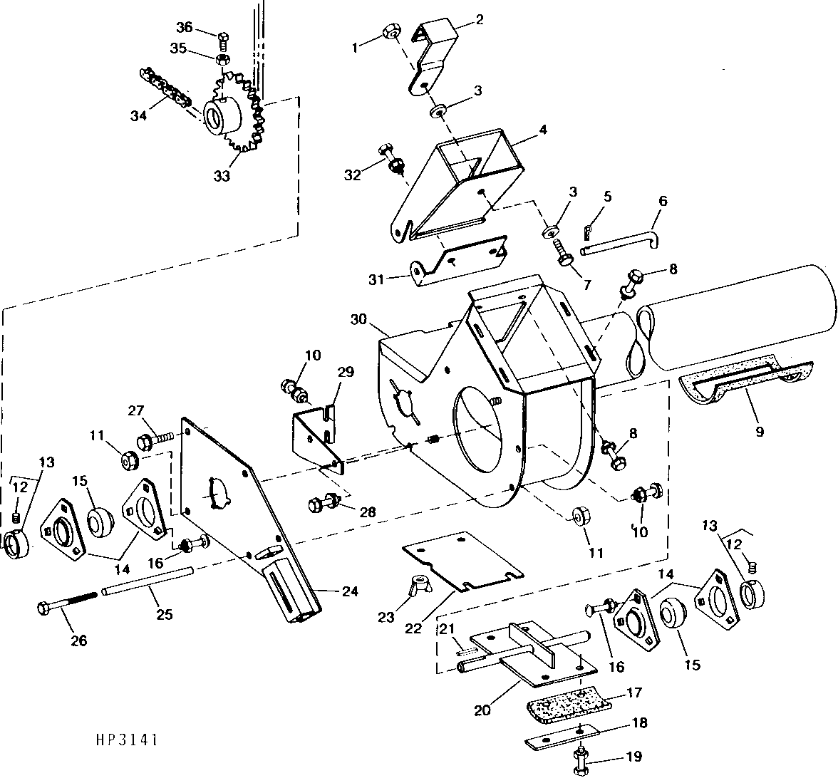 UPPER TAILINGS AUGER HOUSING AND PADDLE ASSEMBLY