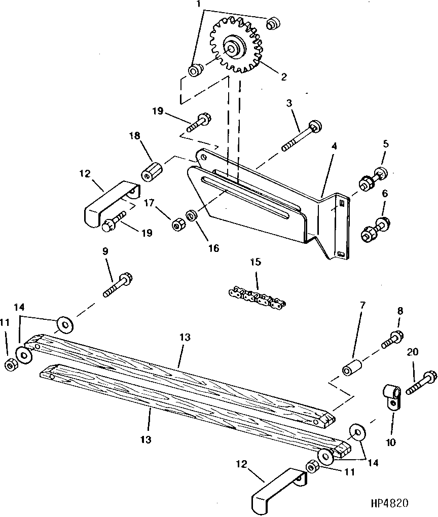Feeder Conveyor Drive Chain, Tightener And Guides, Sidehill