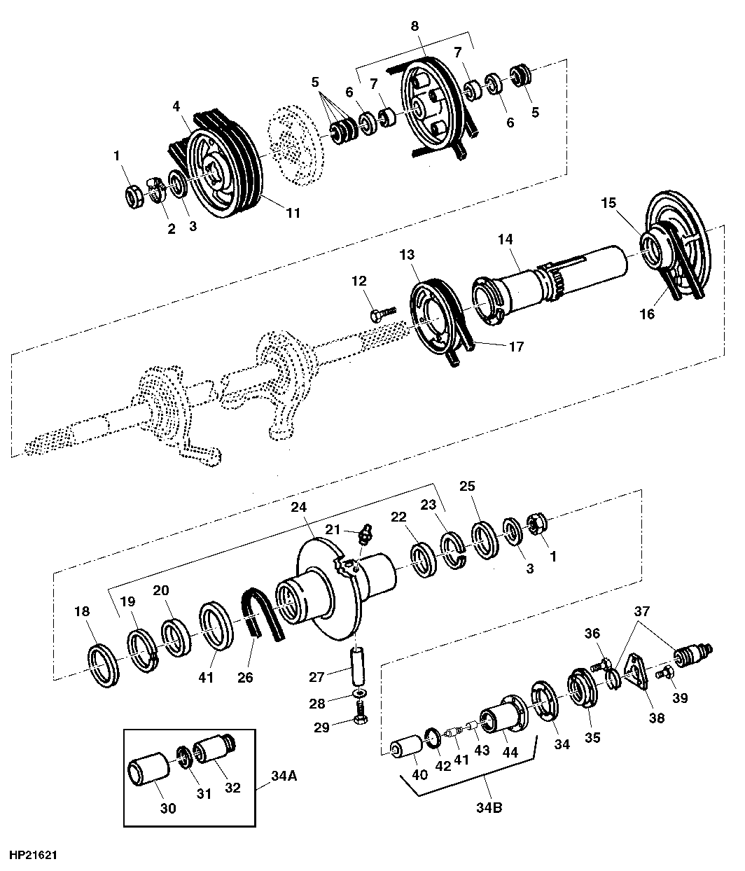 PRIMARY COUNTERSHAFT SHEAVES (DUAL-RANGE CYLINDER DRIVE) (556001 - )