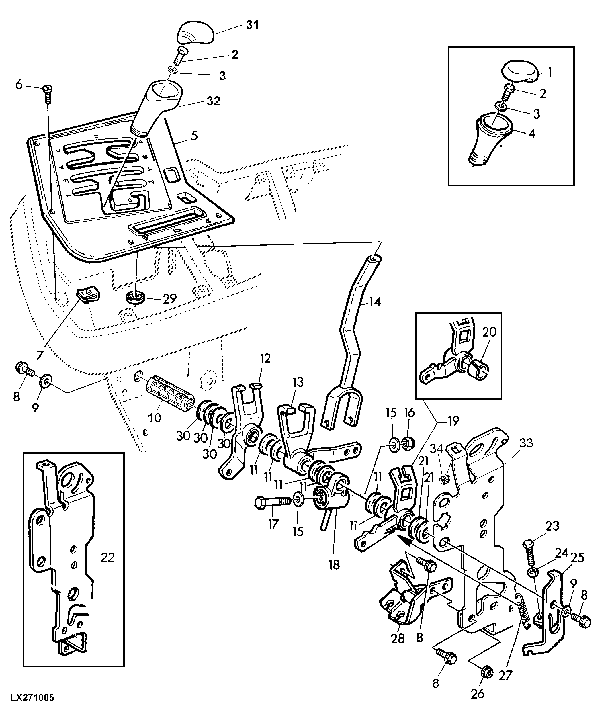GEAR SHIFT COMPONENTS WITH 16-SPEED TRANSMISSION (POWER REVERSER)