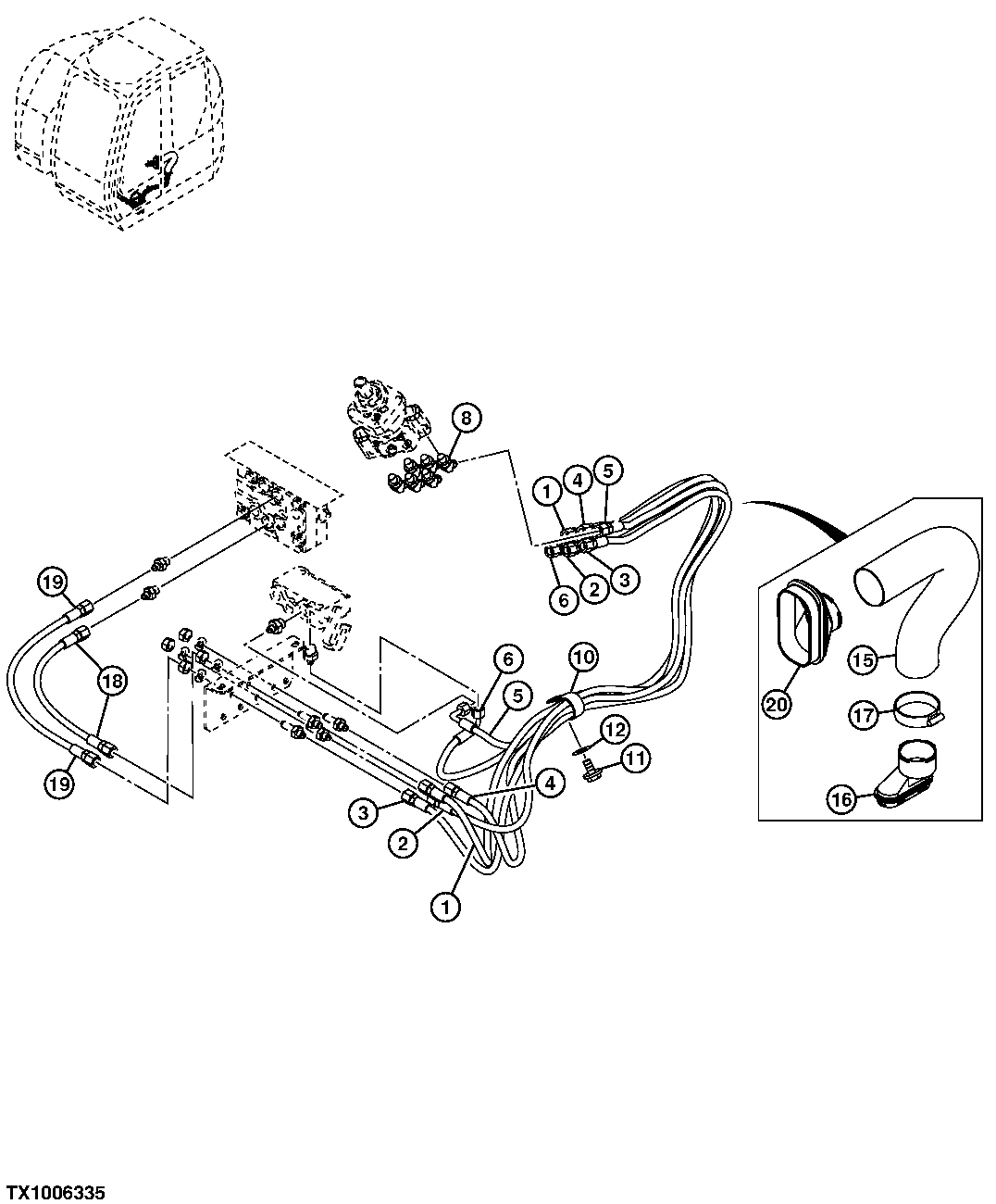 Pilot Hoses, Left Pilot Controller To Flow Regulating Manifold