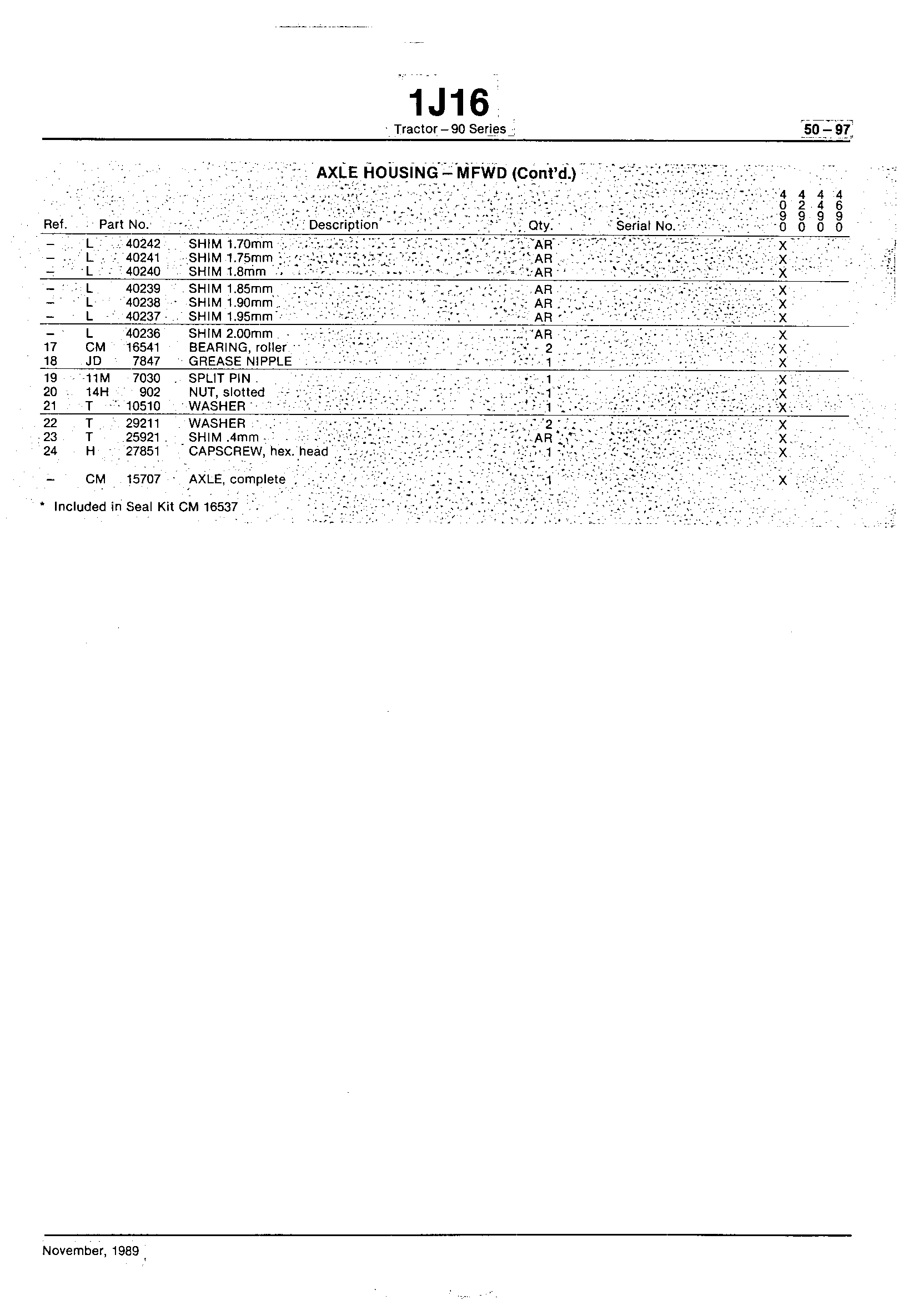 Power Train Axle Housing - MFWD (Continued)