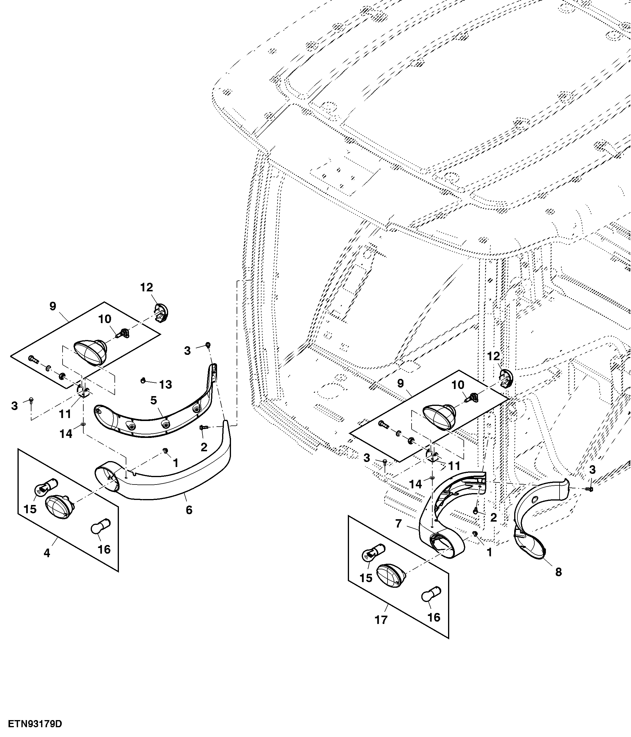 Beltline Lights, Halogen, W/ Halogen Belt Line Indicator and Clearance Lights, FT4 Engine (059001 - )