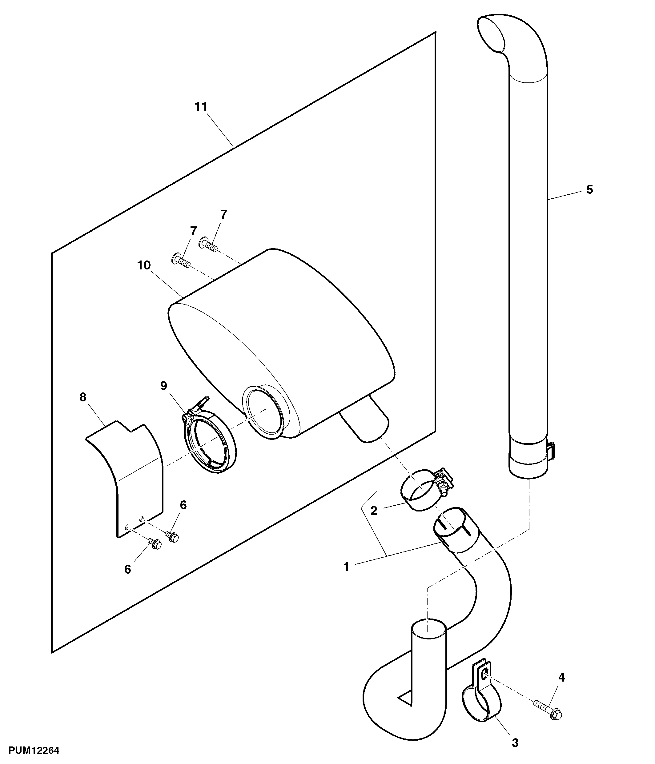 Vertical Discharge Exhaust Pipe and Muffler