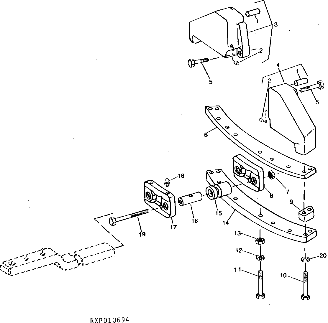 WIDE SWING DRAWBAR SUPPORT (WITHOUT ROCKSHAFT)