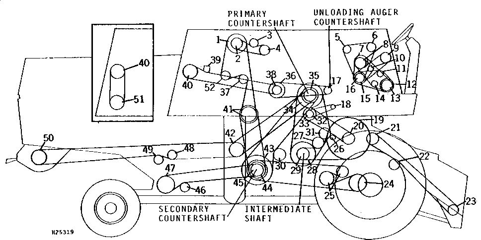SHEAVES, SPROCKETS, AND TIGHTENERS ON RIGHT-HAND SIDE-CONTINUED
