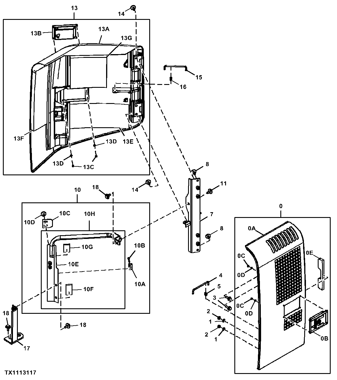 Cooling Package and Hydraulic Pump Compartment Doors (June 2008 and After)