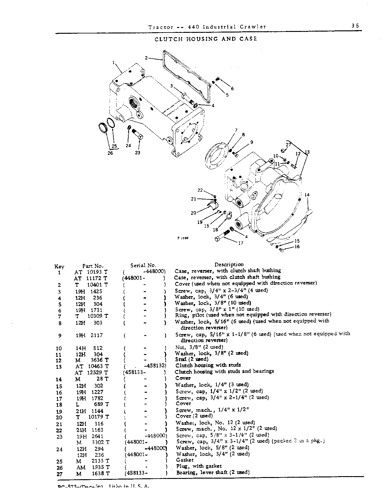 Clutch, Flywheel, Center Frame and Direction Reverser