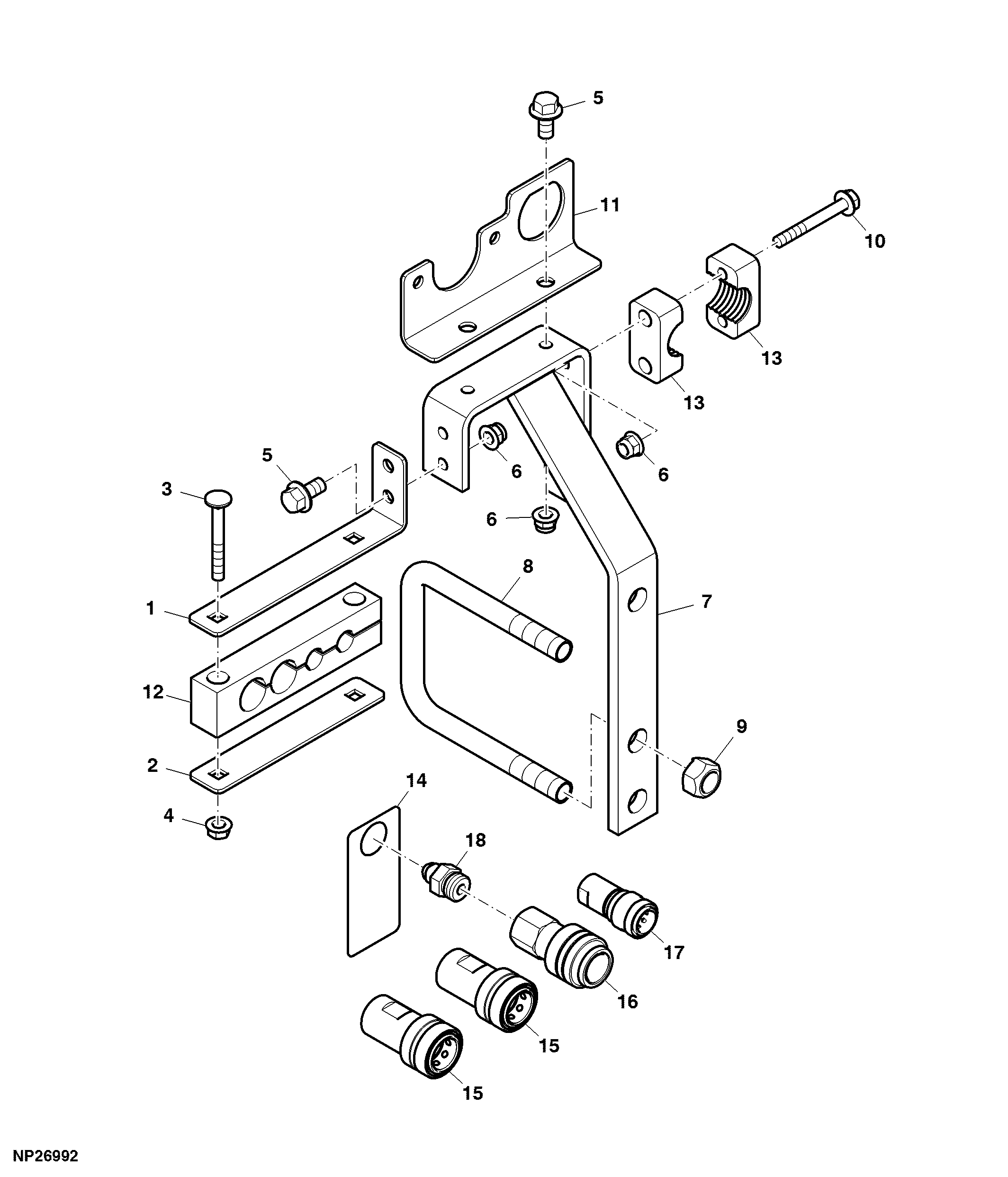 Bracket and Coupler Plugs, TBH Hydraulic Drive (755101 - )