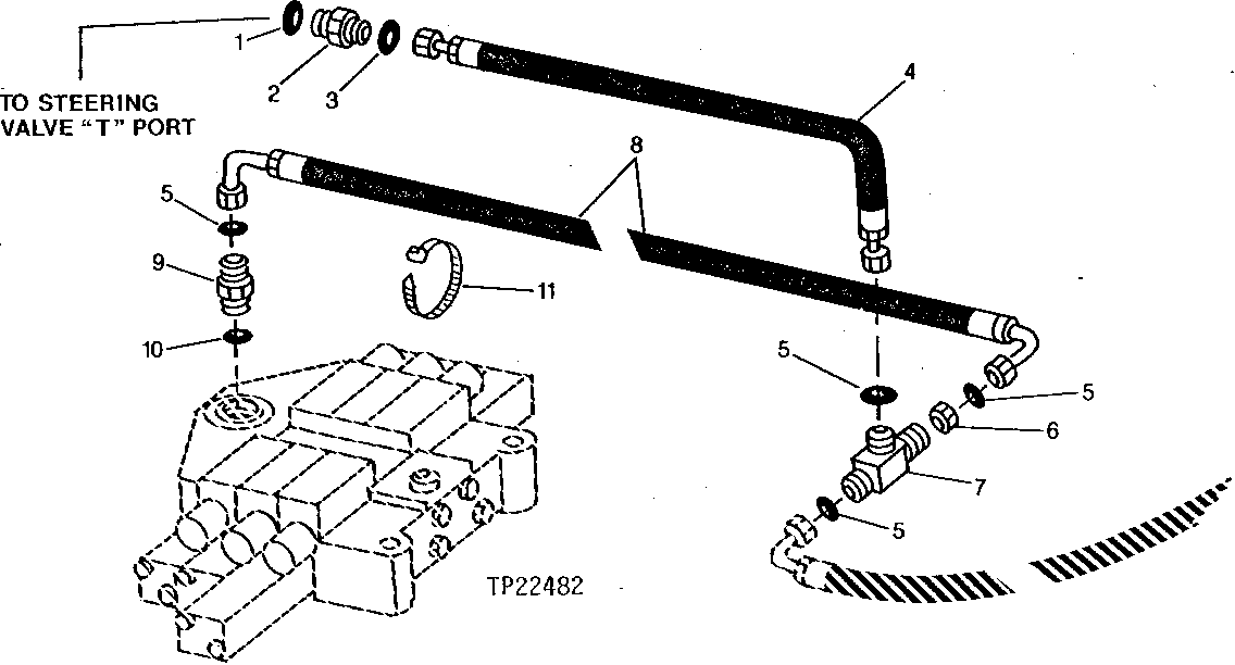 Loader Control Valve and Steering Valve Return Hoses (624E)