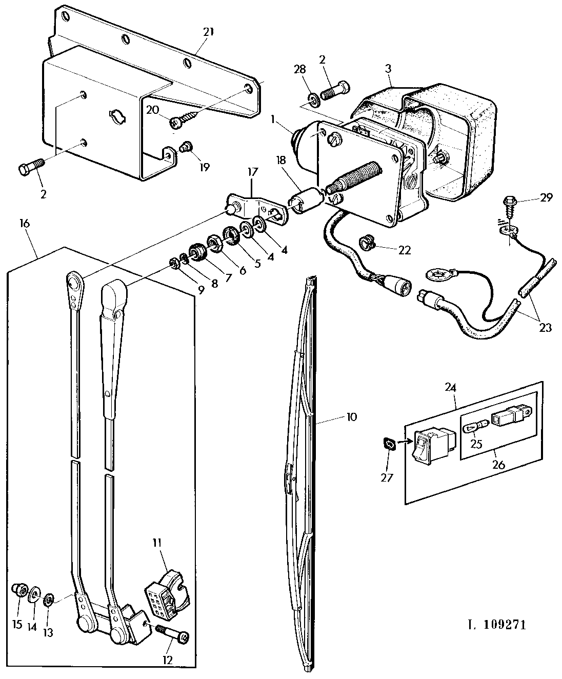FRONT DOOR WINDSHIELD WIPER/REAR WIPER WITH BRACKET