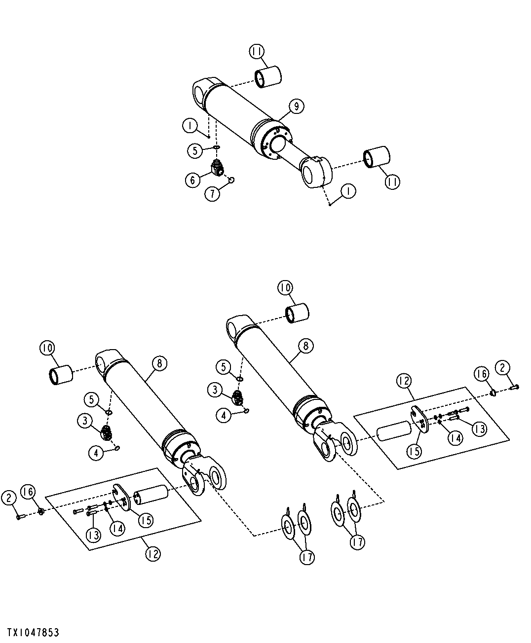 Boom and Bucket Cylinder Fittings (Nevergrease)