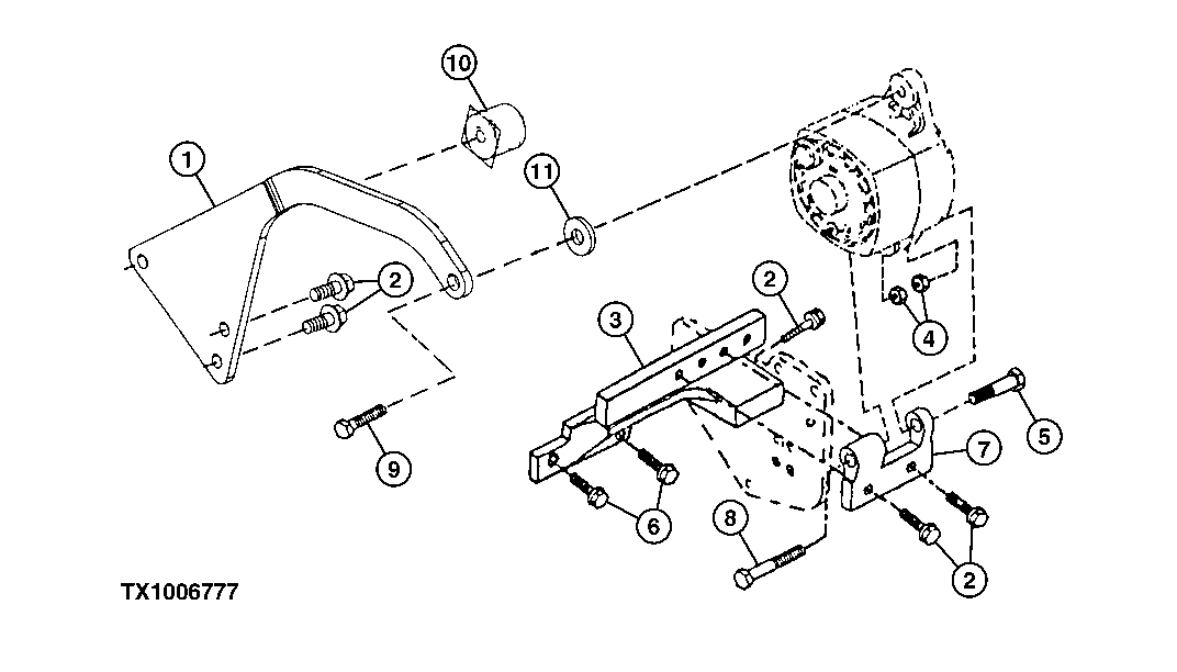 ALTERNATOR MOUNTING BRACKET AND STRAP (80 AMP)
