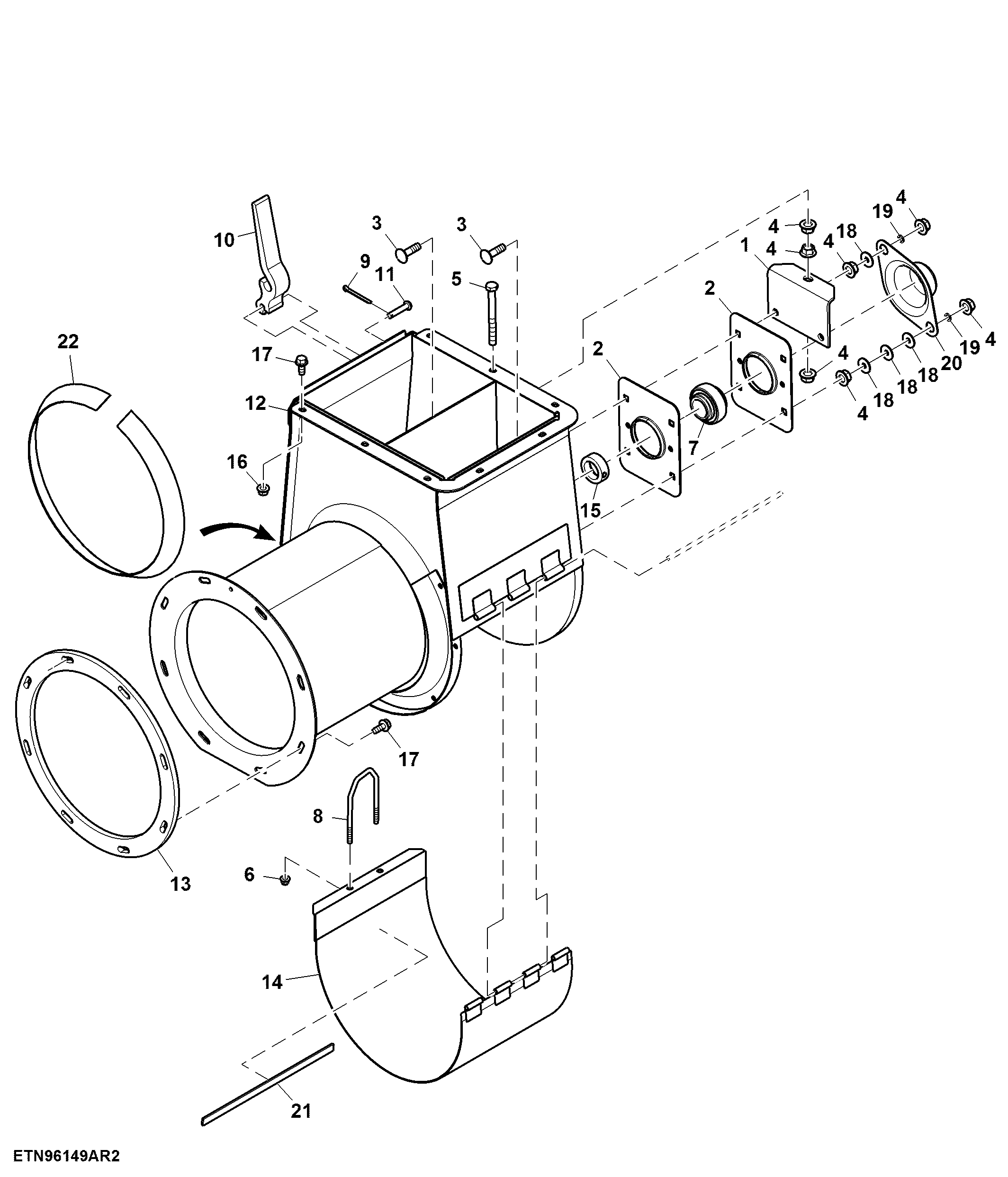 Clean Grain Elevator Boot Assembly, Rice (110100 - 110243)