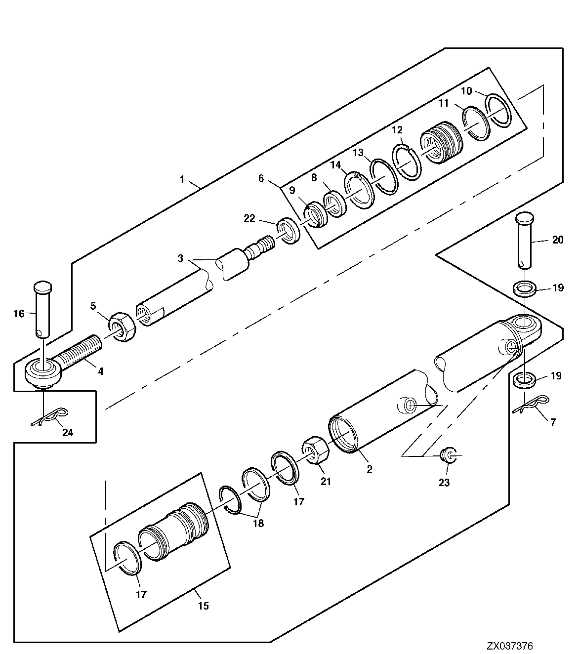 UNLOADING AUGER SWING CYLINDER AND MOUNTING