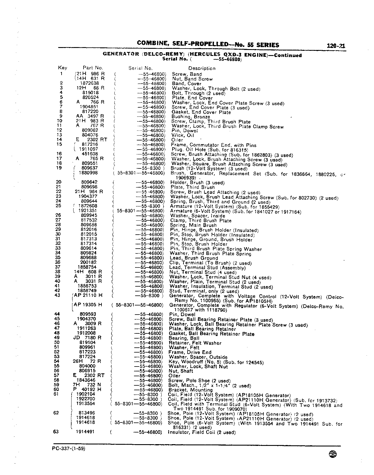 Engine, Hercules QXD-3 Generator (Continued)