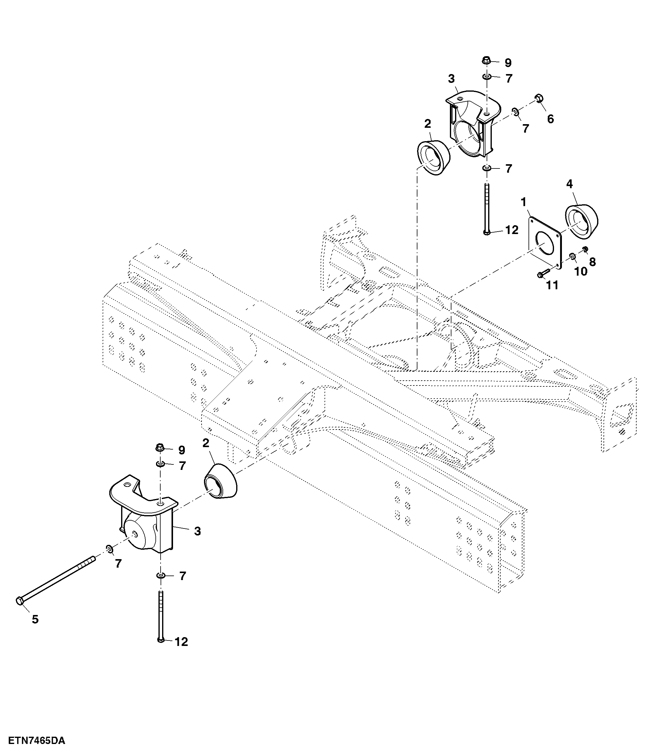 Rear Axle, Frame Mounting Hardware, Standard, Level land Models