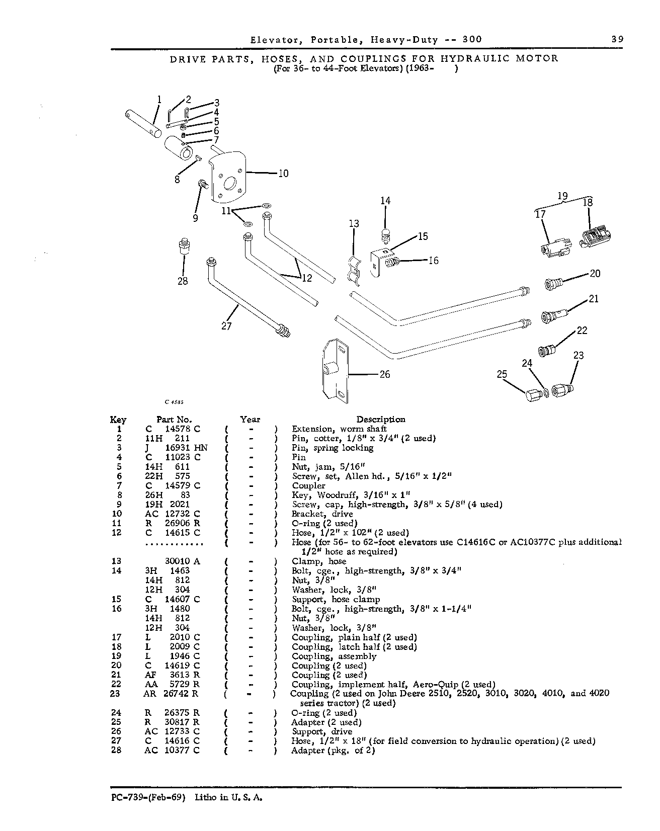 HOSES AND COUPLINGS FOR HYDRAULIC MOTOR