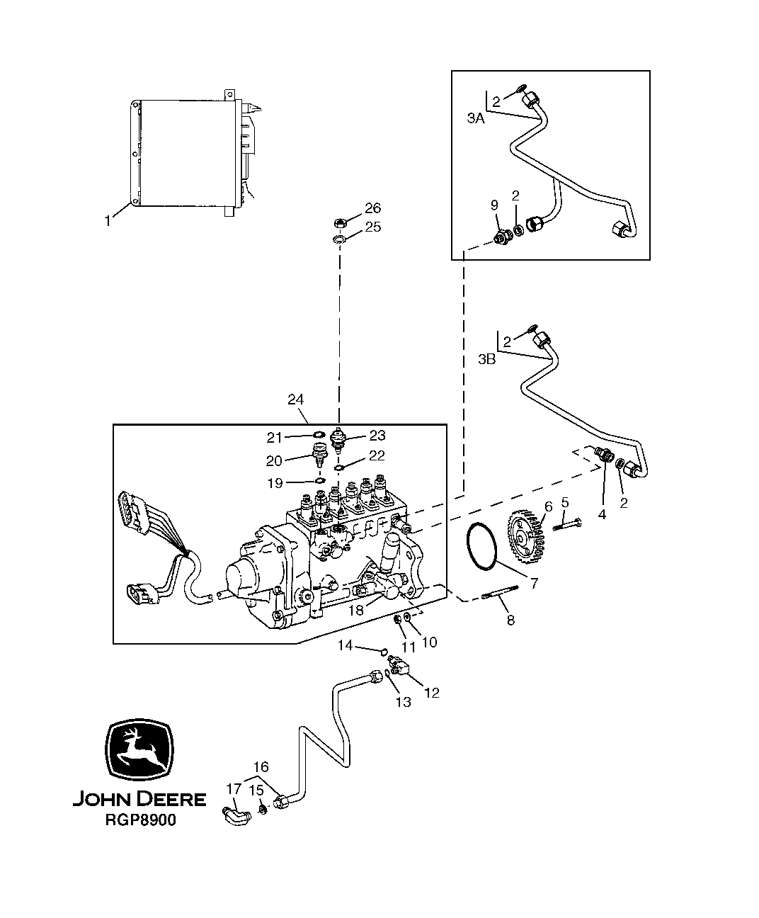 Fuel Injection Pump, Lube Line and Engine Controller ( - 199999)