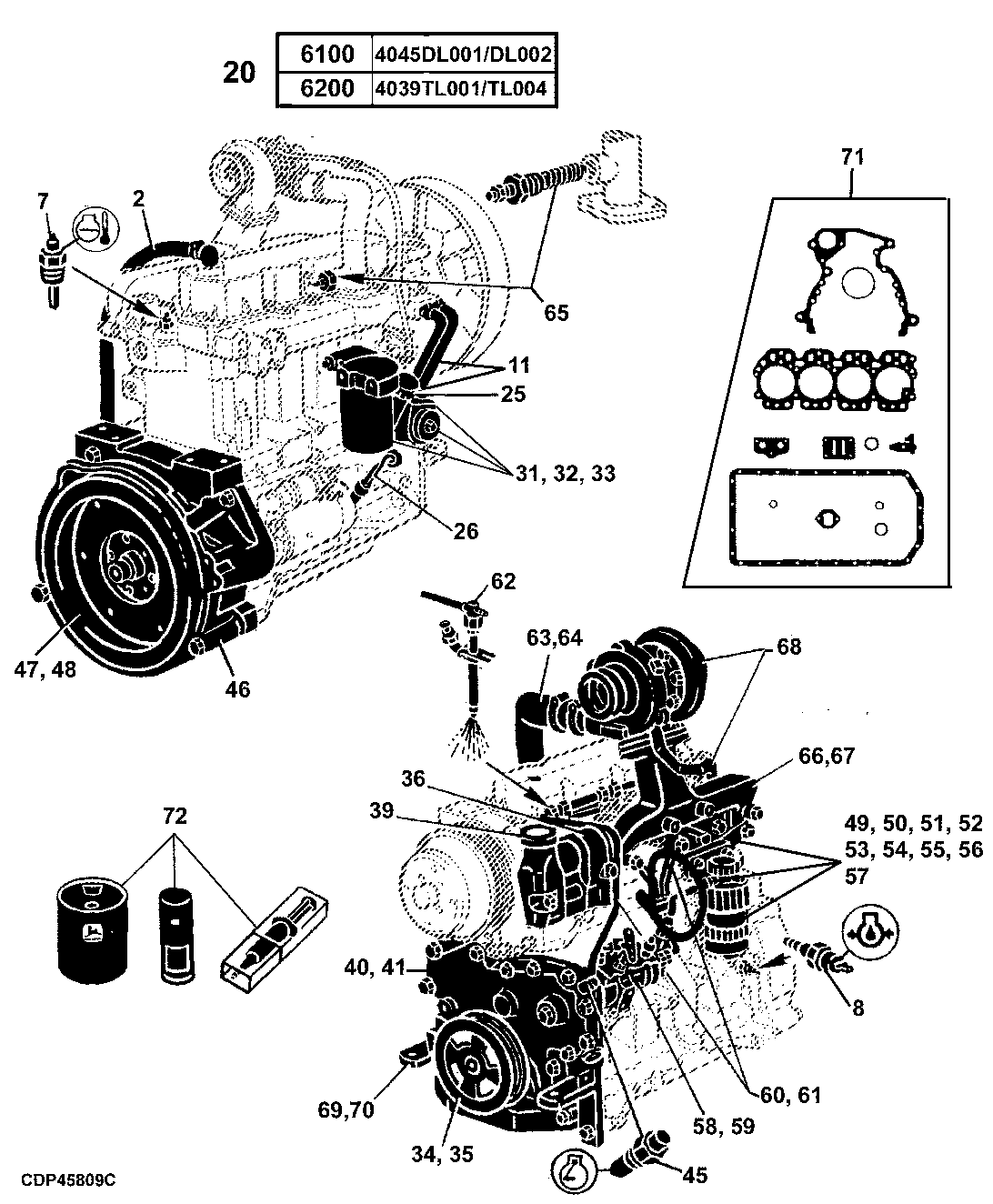 20 ENGINE, 6100 (4045DL001/DL002), 6200 (4039TL001/TL004)
