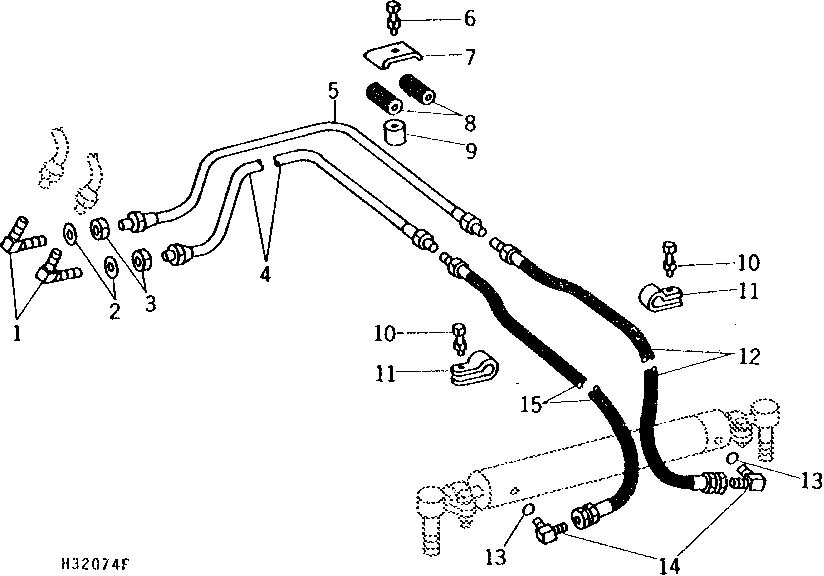 Steering Oil Lines and Hoses, Rear, Fixed and Adjustable Rear Axle ( - 458400)