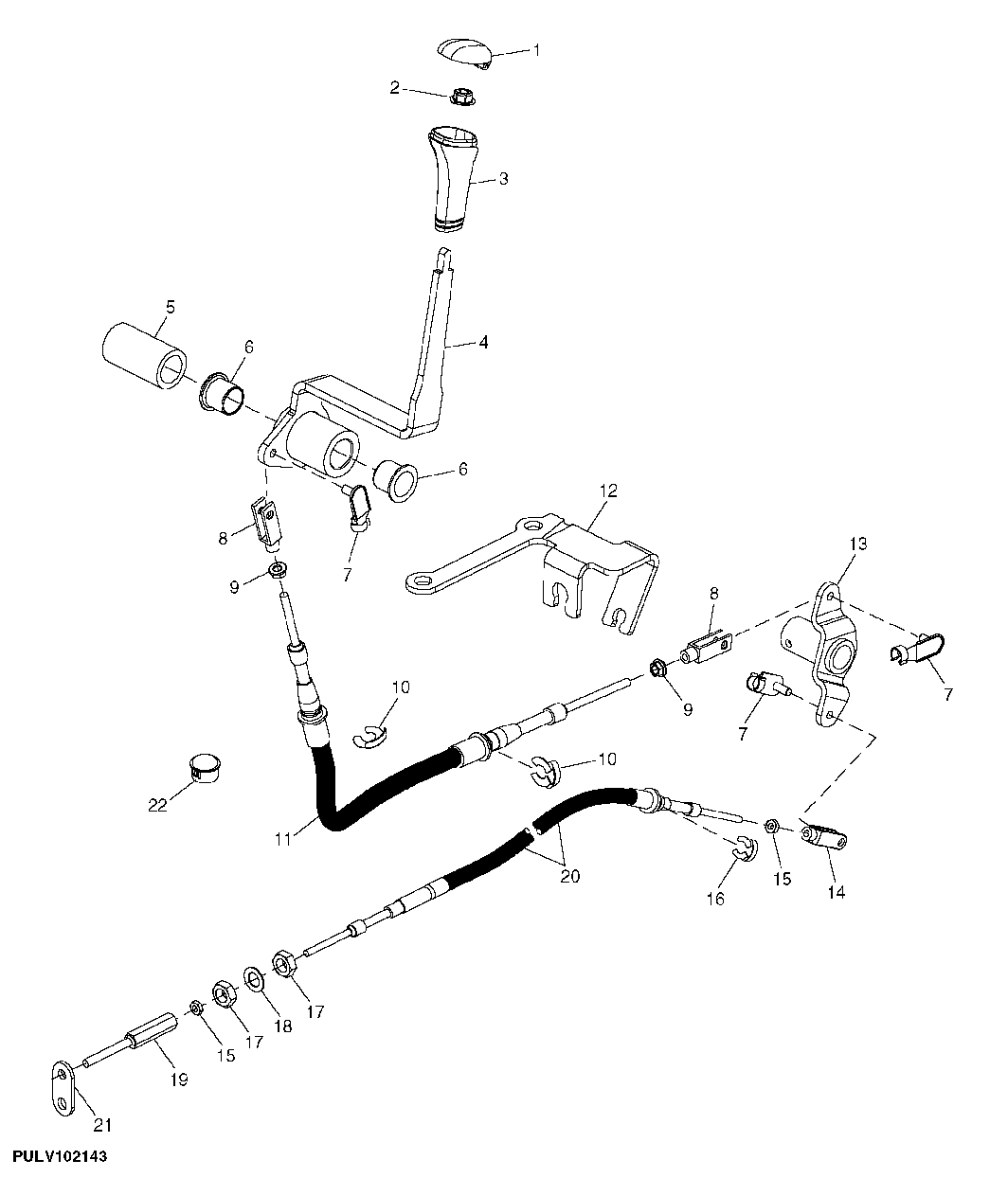 SHIFTABLE 540/540E PTO LEVER AND LINKAGE (WITH CAB/ISOLATED OPEN OPERATOR STATION)