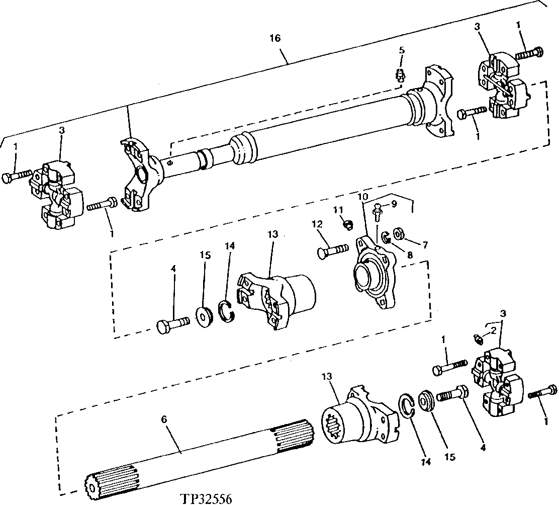 Transmission to Front Differential Universal Joints (Without Disconnect)