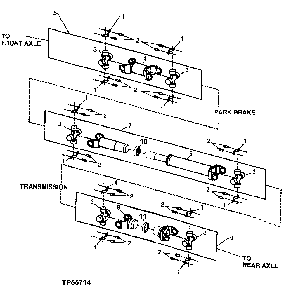 TRANSMISSION TO FRONT DIFFERENTIAL DRIVE SHAFTS