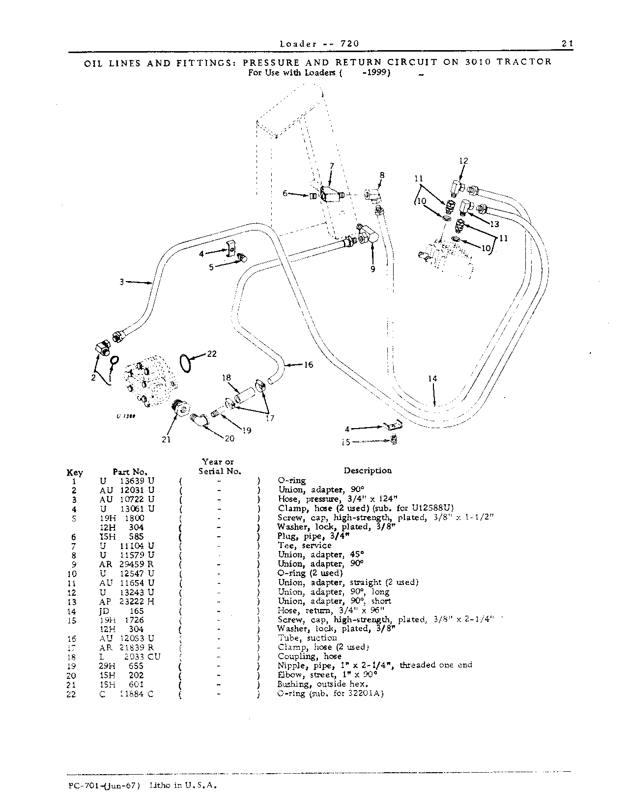 Oil lines and fittings- Pressure and return circuit: