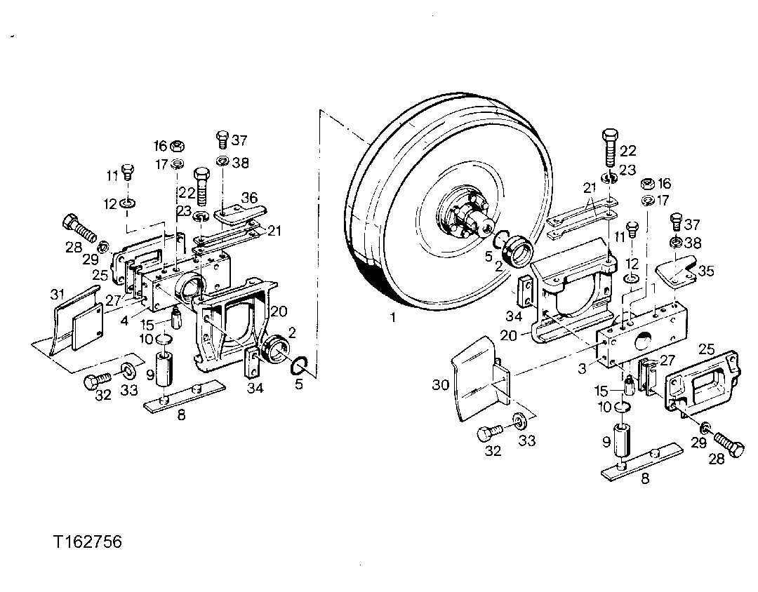 TRACK CHAIN IDLER WHEEL(COMPLETE ASSEMBLY ONLY) IDLER BRACKETS GUIDES AND GUARDS