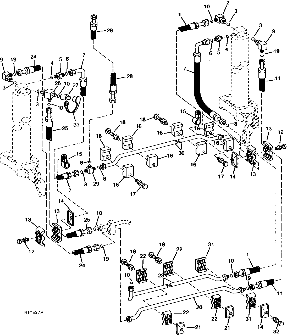 LEVELING CYLINDER HOSES AND OIL LINES (SIDEHILL)