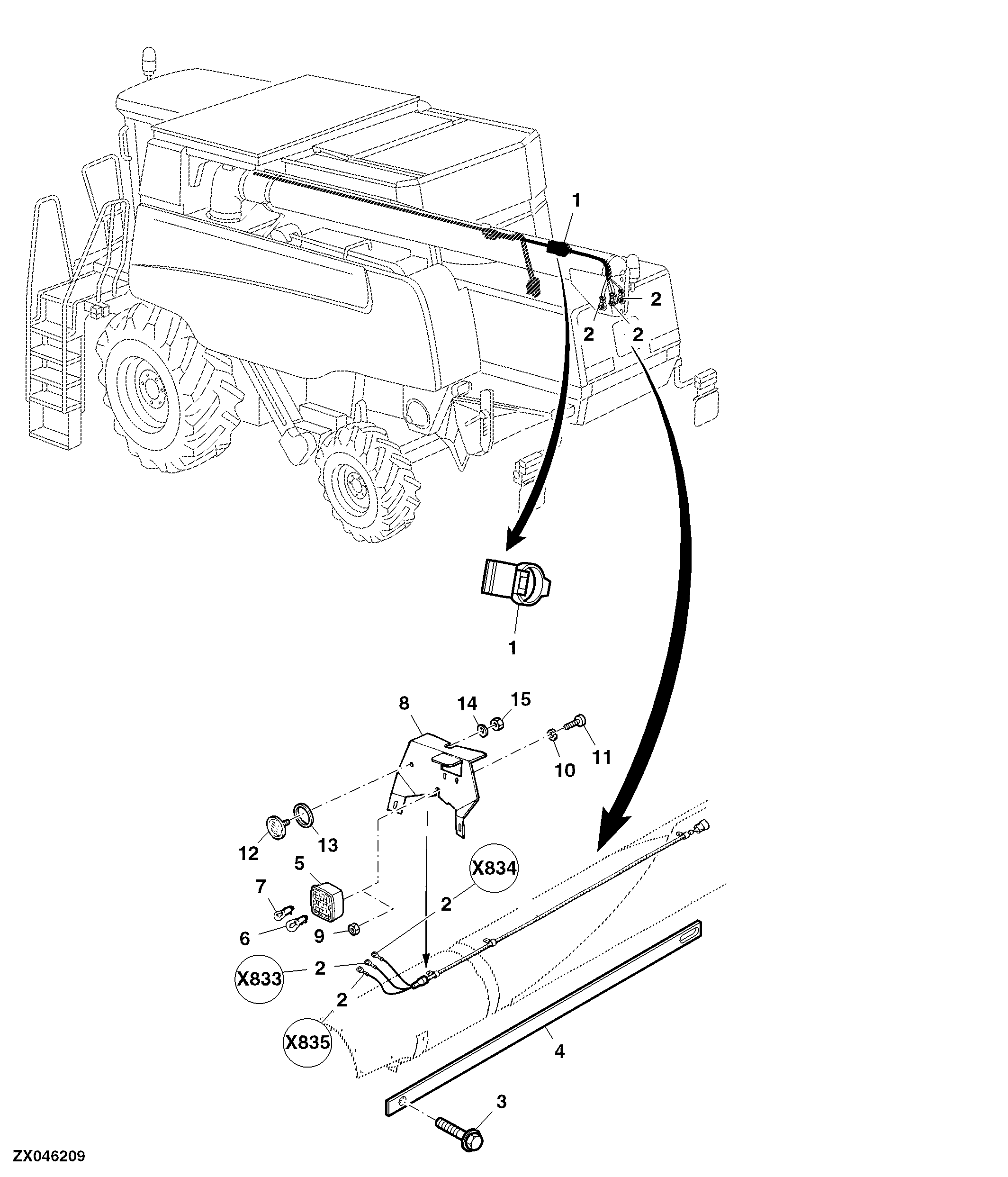 Unloading Auger Warning Light Wiring Harness, 23.5 inch, 2 / 2