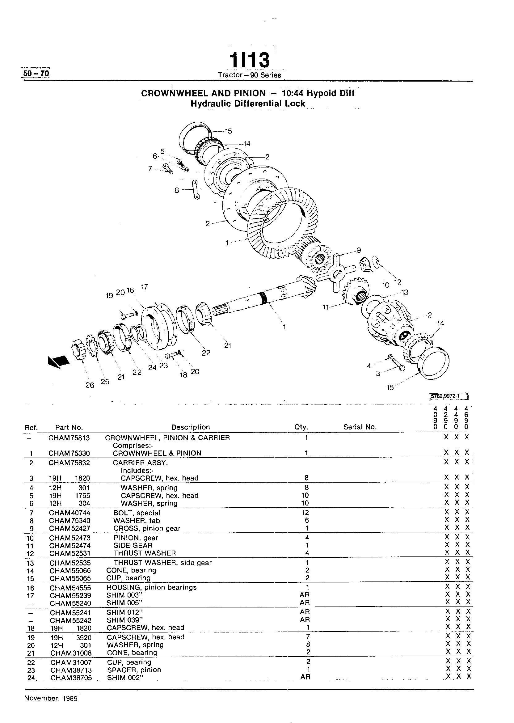 Power Train Crownwheel and Pinion (Continued)