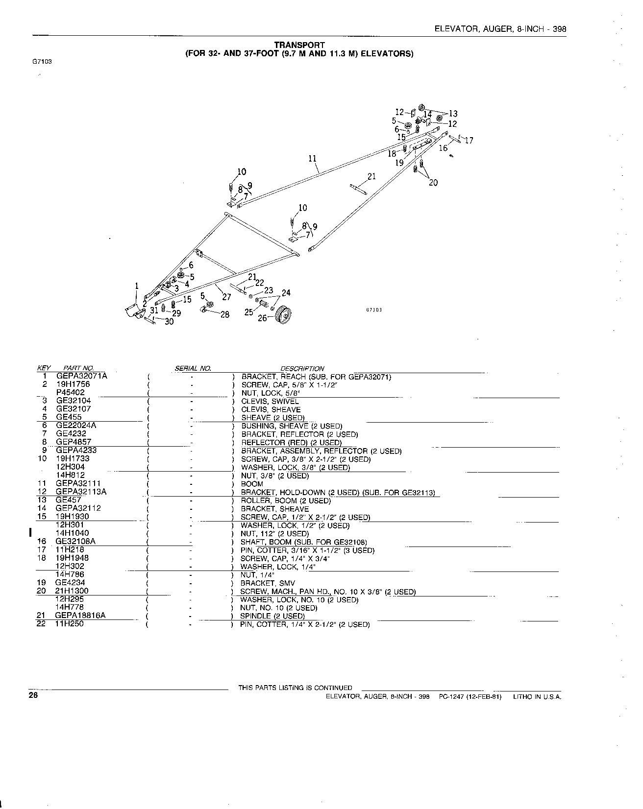 TRANSPORT (FOR 32- AND 37-FT. ELEVATORS)