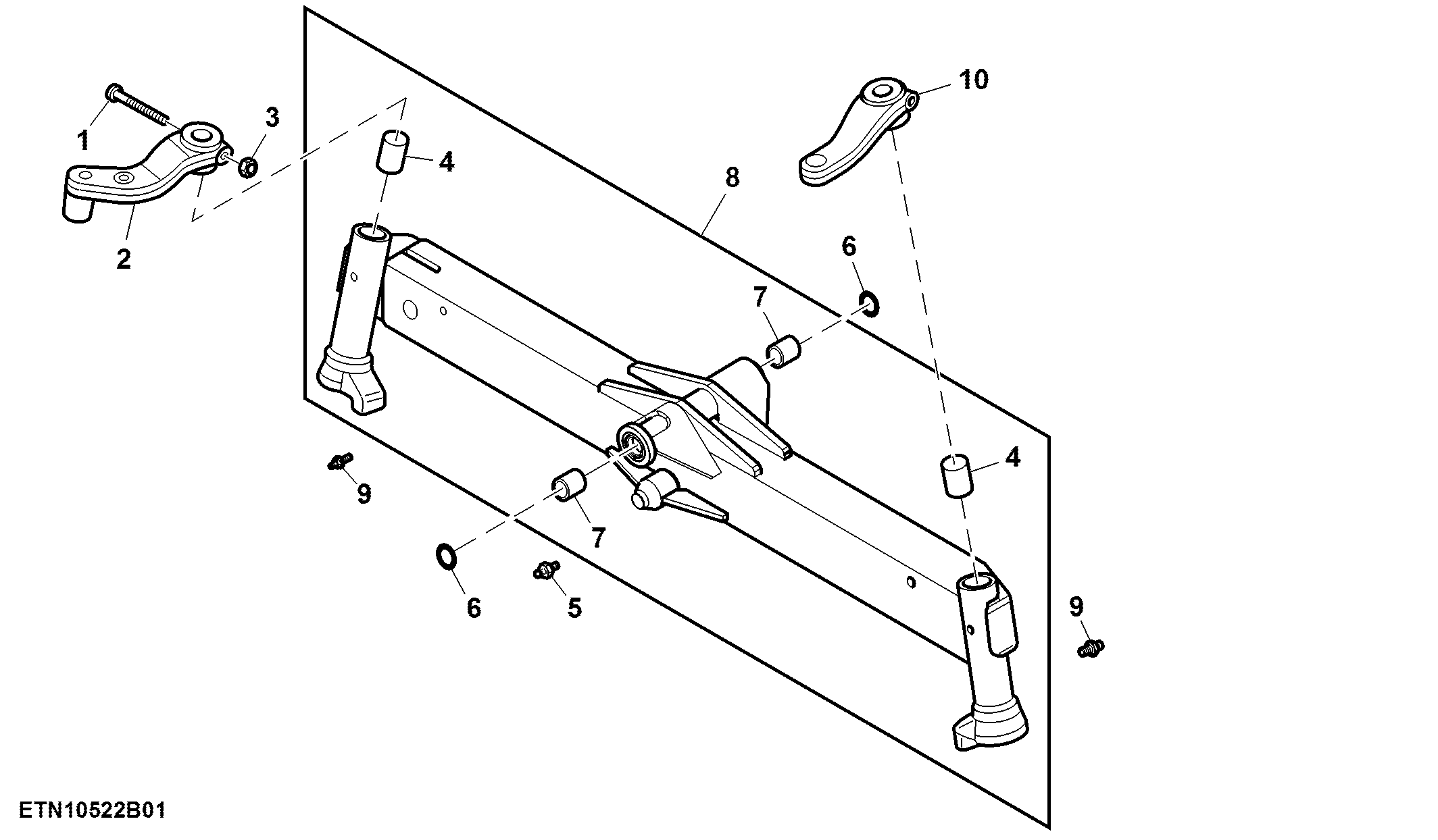 Front Axle Beam and Steering Arm, 2WD, Non Adjustable