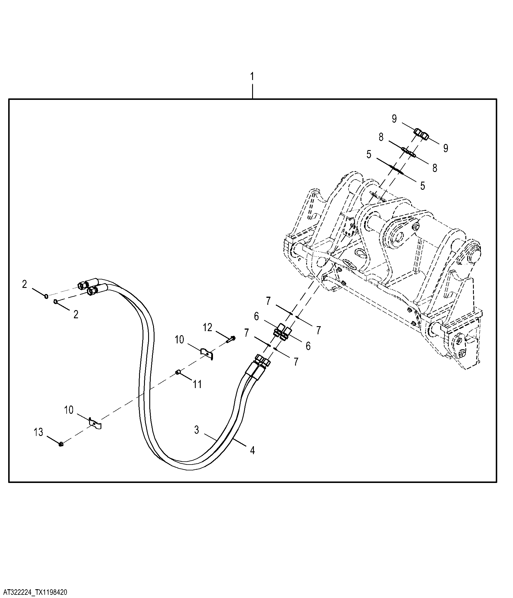 Third Function Boom to Coupler Hydraulic Lines Kit (Z-Bar) (If Equipped)