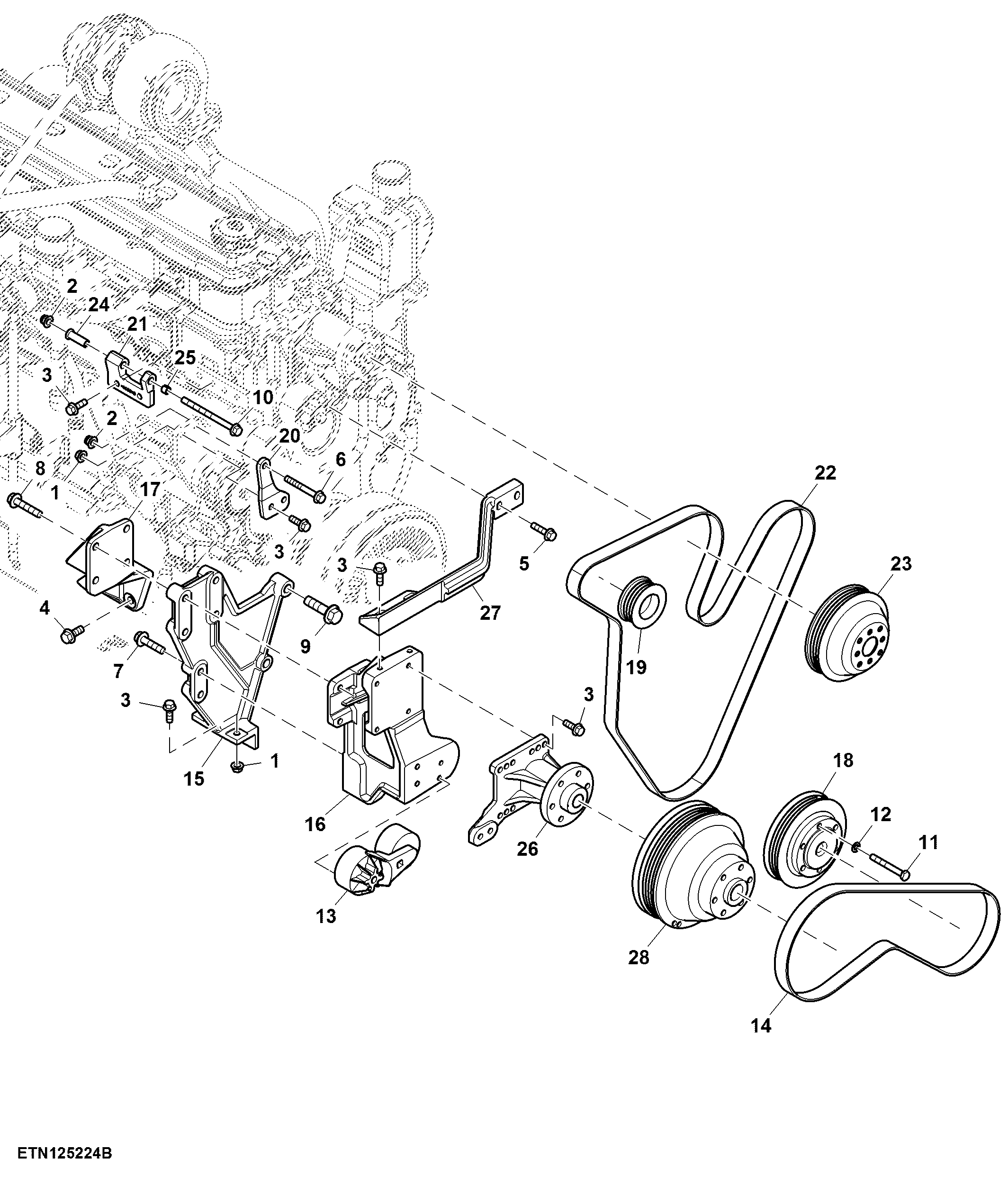 Engine Front Drive W/ Air Compressor, Tier 2